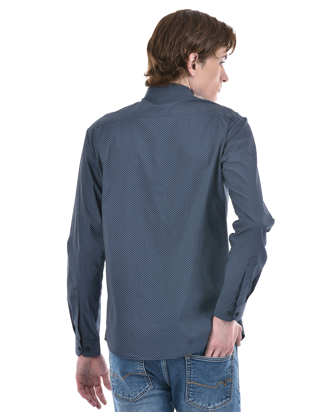 Numero Uno Men Polka Print Blue Shirt